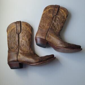 Tony Lama Boots Santa Fe Womens 10 Leather Cowboy Western Square Toe 6004 Rodeo